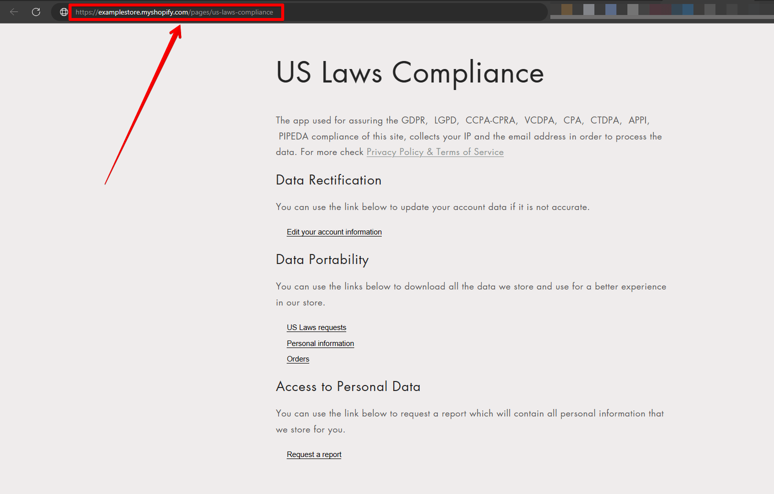 US Laws Compliance Page Link